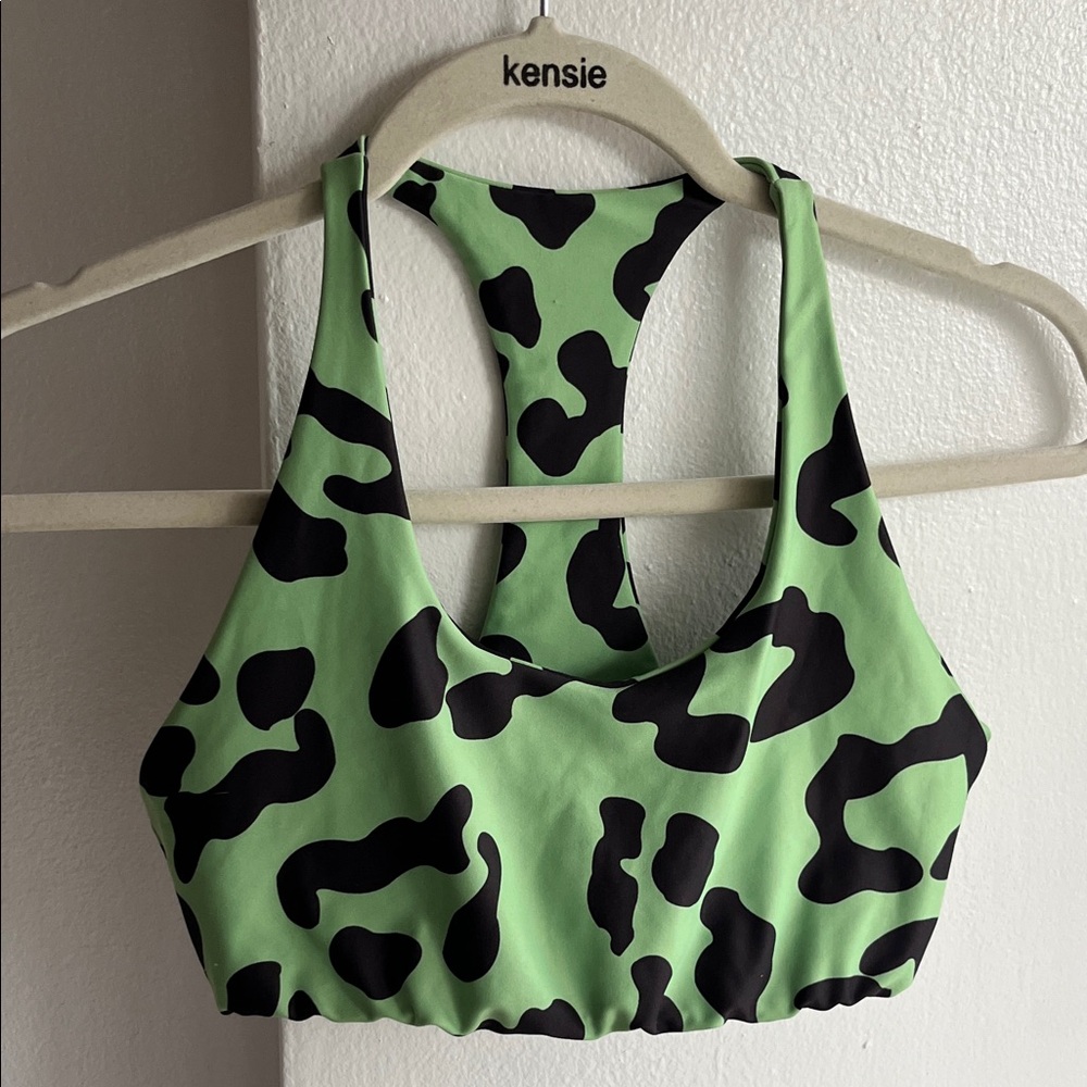 Beach Riot Green and Black Sports Bra